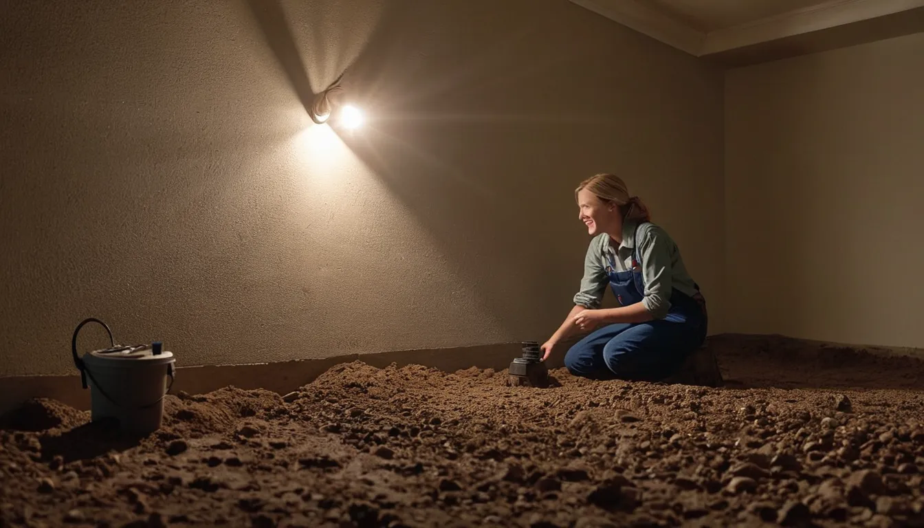 Local provider inspecting a basement foundation wall for termite mud tubes in a home in the La Plata area